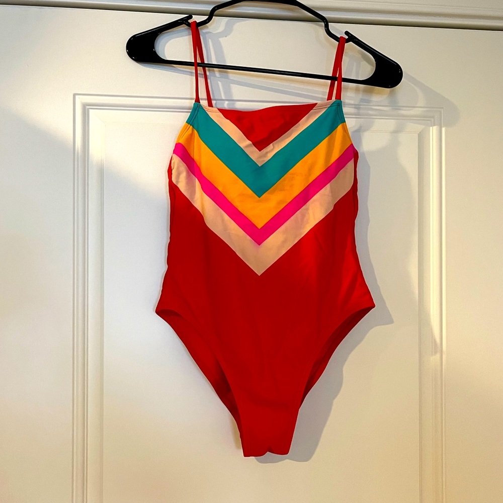 Xhilaration Retro Stripe One Piece Swimsuit - Size Medium